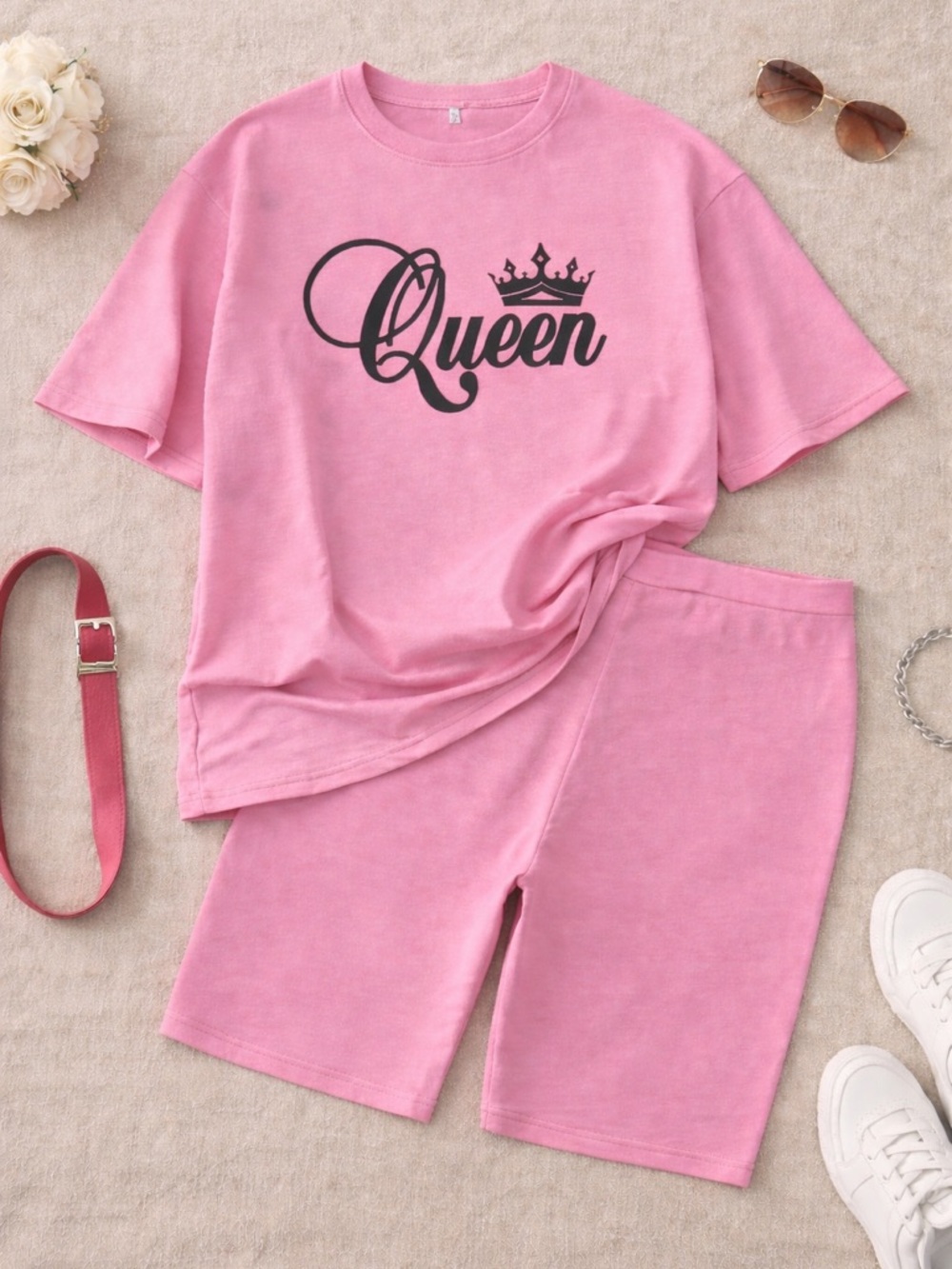 Queen Graphic Two-Piece Short Set - Picture 3 of 3